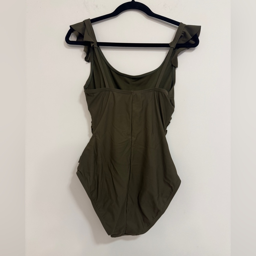 Olive Green Women's One Piece Swimsuit - Picture 2 of 5
